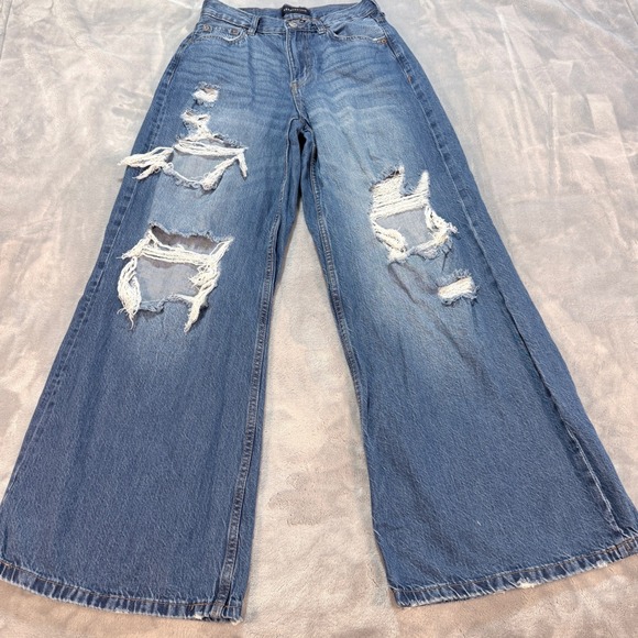 Aeropostale Denim - AEROPOSTALE High Rise Super Wide Leg Distressed Denim Jeans Women's Size 6